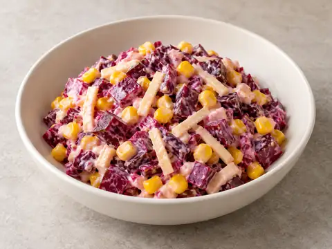 Свекла с кукурузой и сыром — иллюстрация подачи