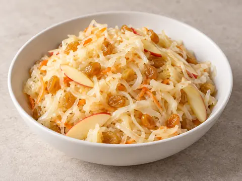 Квашеная капуста с яблоком и изюмом — иллюстрация подачи