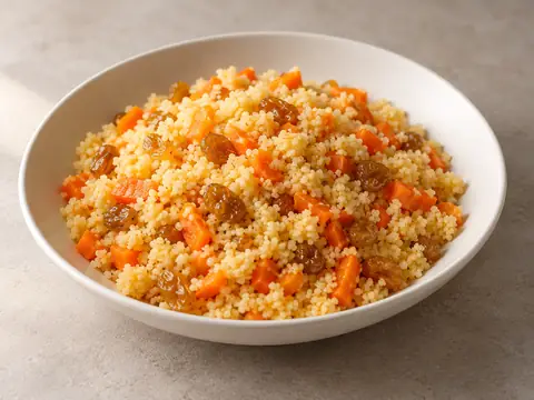 Кускус с морковью и изюмом — иллюстрация подачи