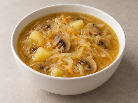 Щи с квашеной капустой и грибами — иллюстрация подачи