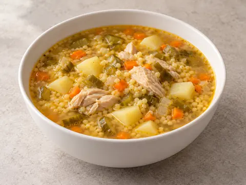 Рассольник с курицей и пшеном — иллюстрация подачи