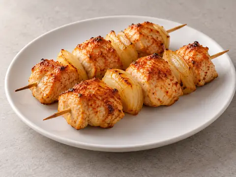 Шашлычки из куриной грудки с лимоном — иллюстрация подачи