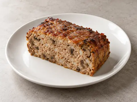 Свиной мясной хлеб с шампиньонами — иллюстрация подачи
