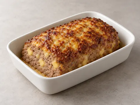 Говяжий мясной хлеб с сыром — иллюстрация подачи