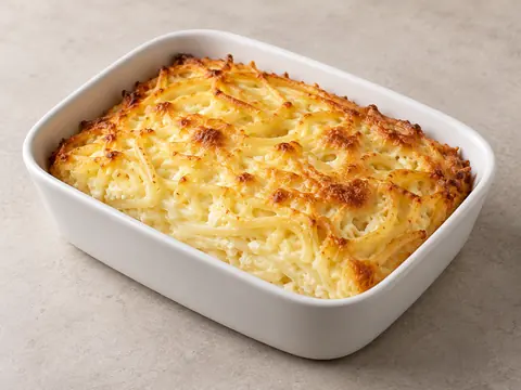 Макаронная запеканка с творогом и яйцом — иллюстрация подачи