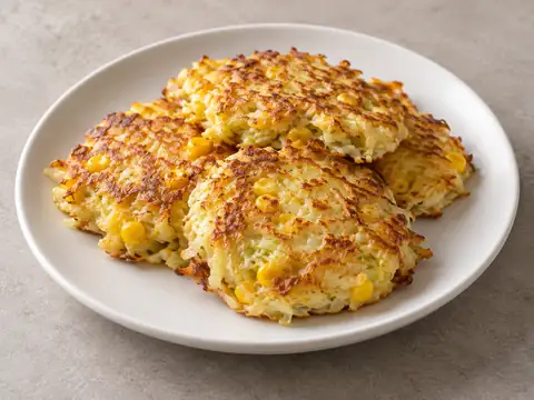 Капустные оладьи с кукурузой и сыром — иллюстрация подачи