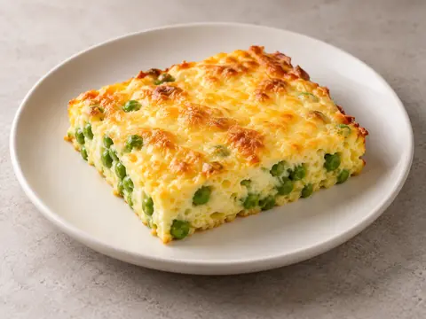 Омлет с зелёным горошком и сыром — иллюстрация подачи