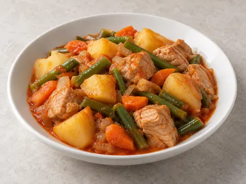 Рагу из индейки с картофелем и стручковой фасолью — иллюстрация подачи