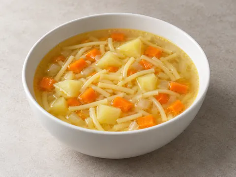 Суп с макаронами и овощами — иллюстрация подачи
