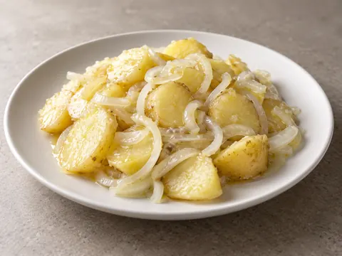Картофельный салат с луком и лимоном — иллюстрация подачи